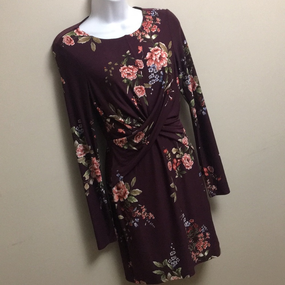 Forever 21 Plum Red Floral Knit Dress